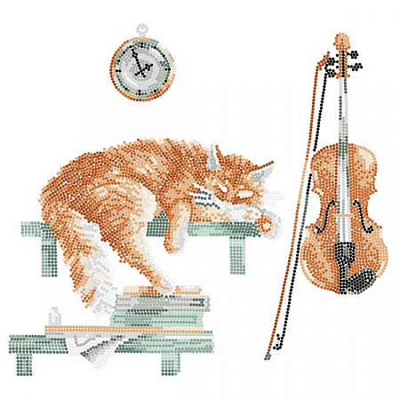 Алмазная вышивка на холсте Кот и скрипка