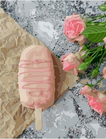 Картина по номерам на холсте Розовое мороженое