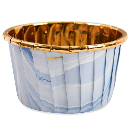Бумажные формы для выпечки (усиленные с бортиком) 12 шт. голубой/под золото