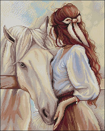 Алмазная вышивка Девушка и лошадь