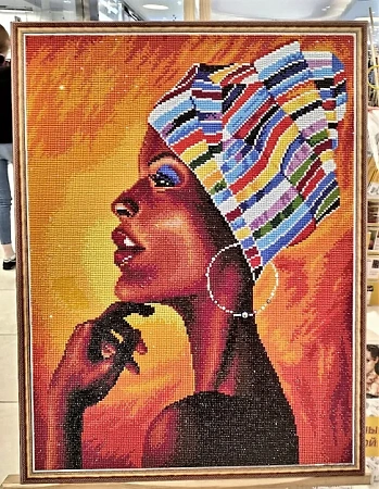 Алмазная вышивка Портрет африканки (На подрамнике)