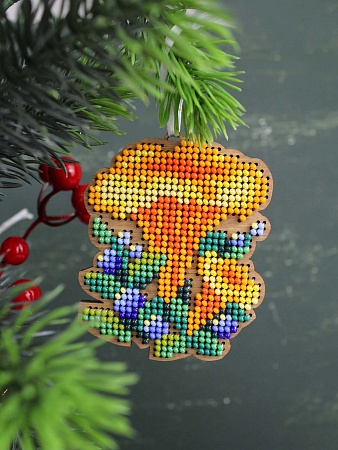 Вышивка бисером Ёлочная игрушка. Лисички