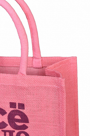 Джутовая сумка маленькая Все дело в сумке розовая-14 