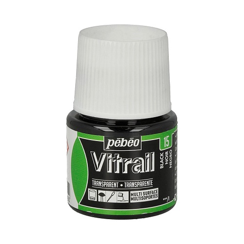 Краска для стекла и металла Vitrail лаковая прозрачная 45 мл, цв. черный