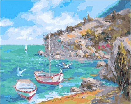 Картина по номерам на холсте Лодки у берега