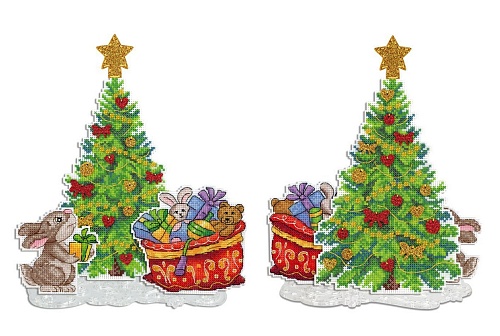 Ёлочка с подарками. Комплект из 3 сюжетов + подставка