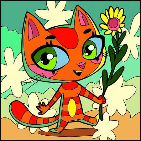 Картина по номерам Цветочный кот