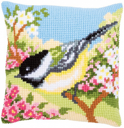 Набор для вышивания подушки Подушка Птица в саду