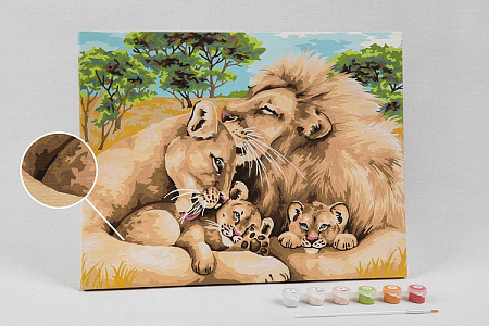 Картина по номерам на холсте Семья львов