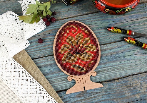 Бисерное яйцо. Хохломская роспись