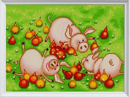 схема для вышивания бисером Свинки в грушах