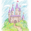 Замок принцессы Розы Скетч для раскраш. цветными карандашами