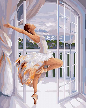 Картина по номерам на холсте Балерина у окна
