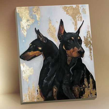 Картина по номерам на холсте Собаки породы Доберман