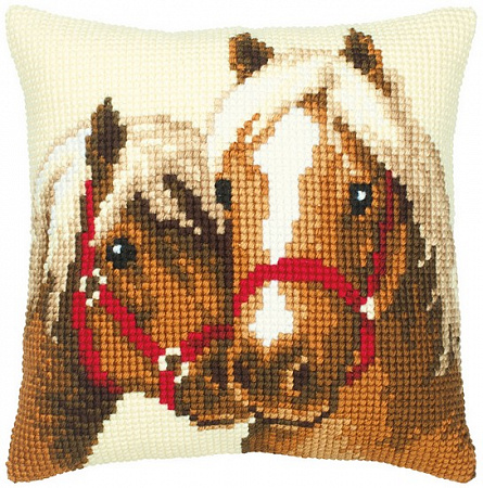 Набор для вышивания подушки Подушка Две лошади