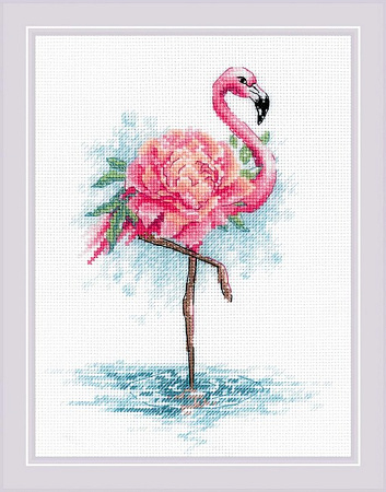 Вышивка крестом Цветущий фламинго