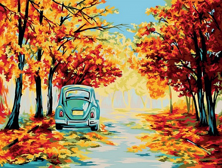 Картина по номерам на холсте Осень в стиле ретро