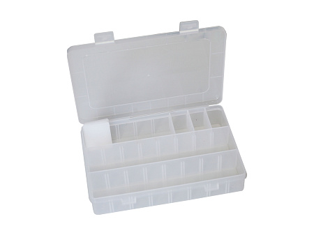 Коробка для мелочей пластиковая К-63, 18 ячеек цвет прозрачный