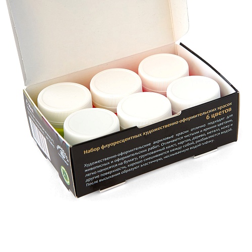 Набор красок акриловых флуоресцентных 6 цв. х 15 мл