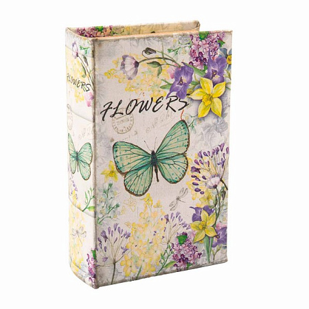 Шкатулка-книга 17 х 11 х 5 см Цветы и бабочка