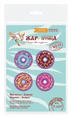 Вышивка крестом Пончики. Значки. Магниты