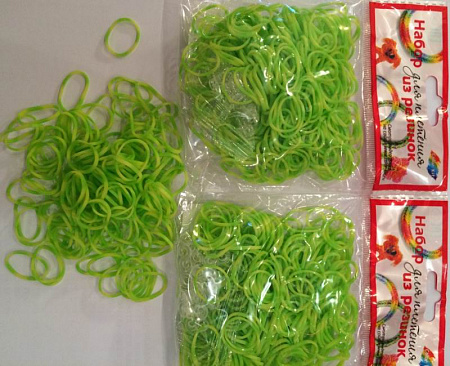 Резиночки для плетения полосатые зеленый с желтым (300 шт.)