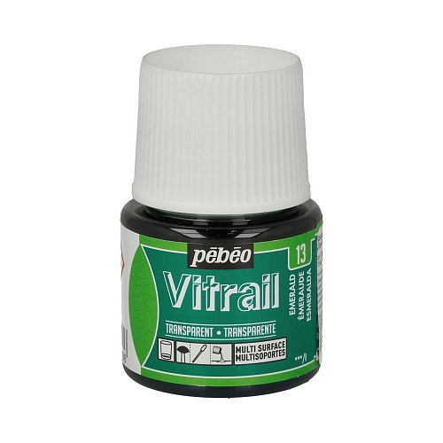 Краска для стекла и металла Vitrail лаковая прозрачная 45 мл, цв. изумрудный