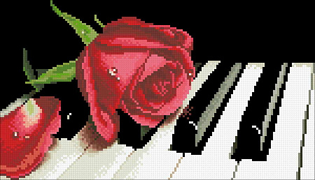 Алмазная вышивка Роза на рояле