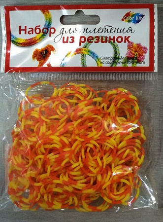 Резиночки для плетения полосатые красные с желтым (300 шт.)