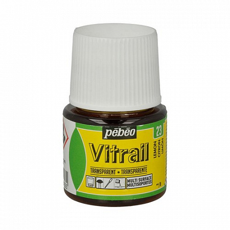 Краска для стекла и металла Vitrail лаковая прозрачная 45 мл, цв. лимонный