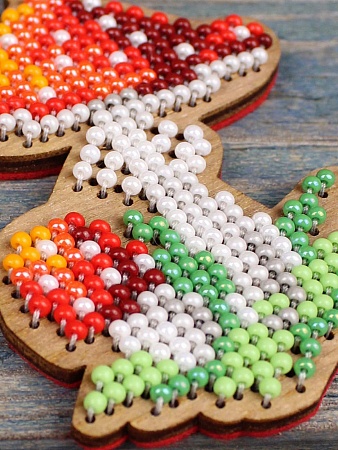 Вышивка бисером Ёлочная игрушка. Маленький мухомор