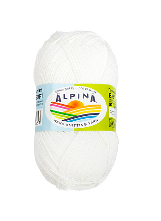  Пряжа ALPINA "BABY SUPER SOFT" 10 шт. в упак. цвет №01 белый