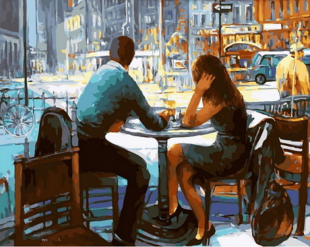 Картина по номерам Пара в уютном кафе