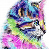 Разноцветная кошка (На подрамнике)