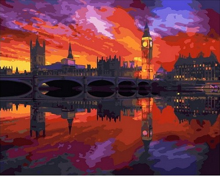 Картина по номерам Огненный закат в Лондоне