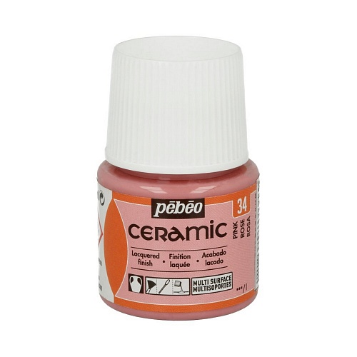 Краска по керамике и металлу Ceramic 45 мл цв. розовый