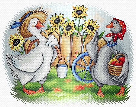 Вышивка крестом Два веселых гуся