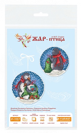 вышивка магнитов Романтичные пингвины