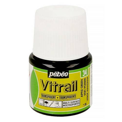 Краска для стекла и металла Vitrail лаковая прозрачная 45 мл, цв. зеленое яблоко