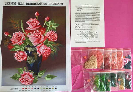 Вышивка бисером Букет роз