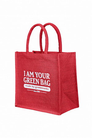 Джутовая сумка маленькая ярко-красная I Am Your Green Bag