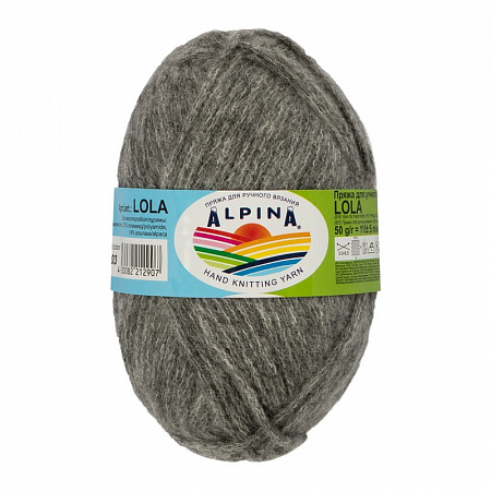 Пряжа ALPINA "LOLA" 10 шт. в упак. цвет №03 серый