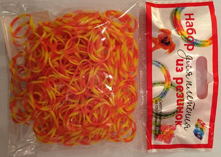 Резиночки для плетения полосатые оранжевый с желтым (300 шт.)