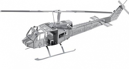 3D пазл металлический Объемная металлическая 3D модель "UH-1 вертолет американских ВВС"