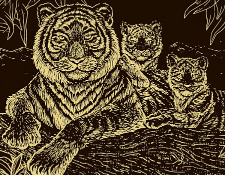 набор для создания гравюры Гравюра Тигры (золото)