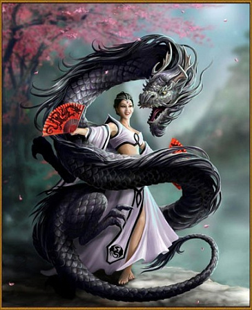 Алмазная вышивка Девушка с драконом