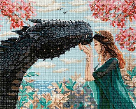 Алмазная вышивка Девушка с драконом