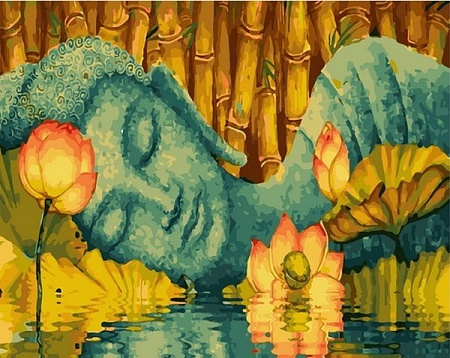 Картина по номерам на холсте Будда и лотосы