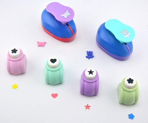 Набор фигурных дыроколов Ассорти, 6 штук+ фигурные ножницы, в кейсе