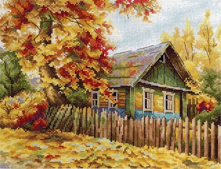 Вышивка крестом Домик на пригорке